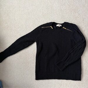 Michael Kors Black Sweater with Gold Zippers